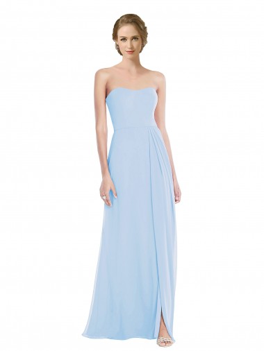 Sleeveless Light Sky Blue Sweetheart Soft Chiffon A-Line Evening Dresses Brisbane