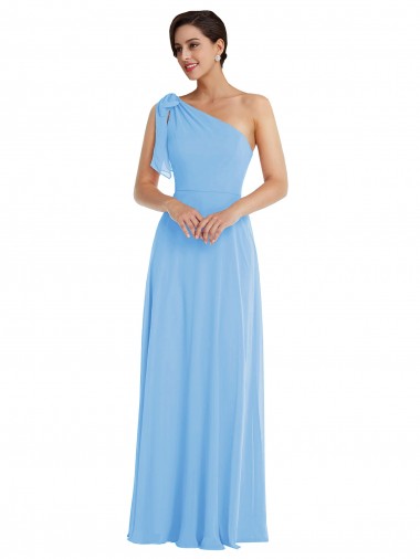 Sleeveless Periwinkle One Shoulder Soft Chiffon Trumpet Semi Formal Evening Dress / Bridesmaid Dress Brisbane
