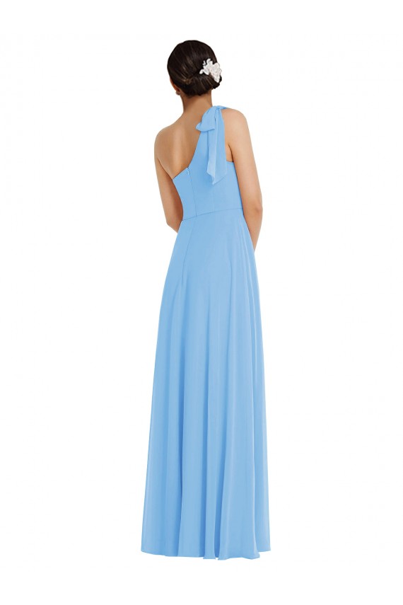 Sleeveless Periwinkle One Shoulder Soft Chiffon Trumpet Semi Formal Evening Dress / Bridesmaid Dress Brisbane