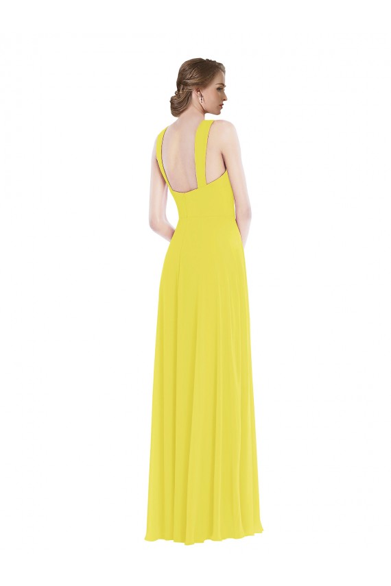 Sleeveless Yellow Spaghetti Straps Soft Chiffon A-Line Semi Formal Evening Dress / Bridesmaid Dress Brisbane