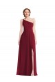 Sleeveless Burgundy One Shoulder Soft Chiffon A-Line Semi Formal Evening Dress / Bridesmaid Dress Brisbane