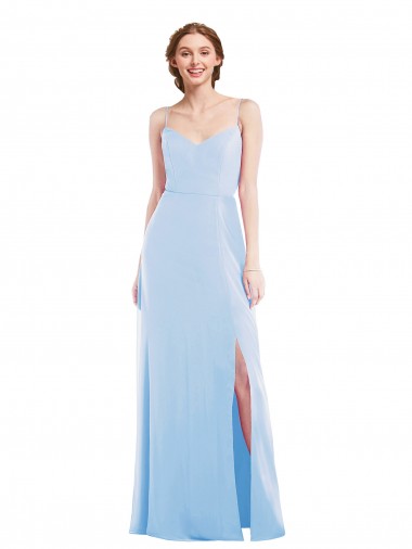 Sleeveless Light Sky Blue Spaghetti Straps Soft Chiffon A-Line Formal Evening Gown / Bridesmaid Dress Brisbane