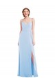 Sleeveless Light Sky Blue Spaghetti Straps Soft Chiffon A-Line Formal Evening Gown / Bridesmaid Dress Brisbane