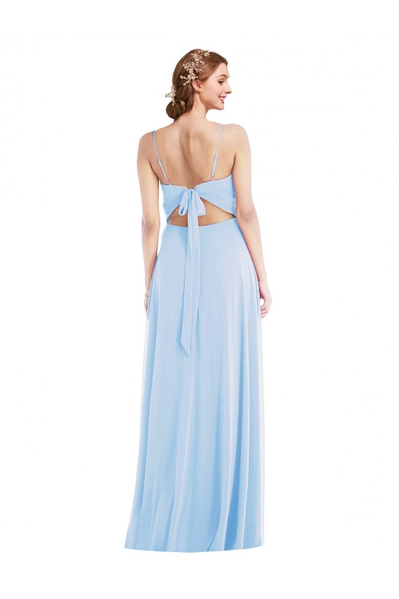 Sleeveless Light Sky Blue Spaghetti Straps Soft Chiffon A-Line Formal Evening Gown / Bridesmaid Dress Brisbane