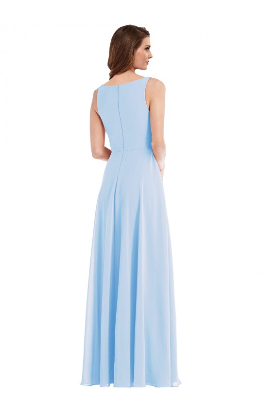 Sleeveless Light Sky Blue V-Neck Soft Chiffon A-Line Semi Formal Evening Dress / Bridesmaid Dress Brisbane