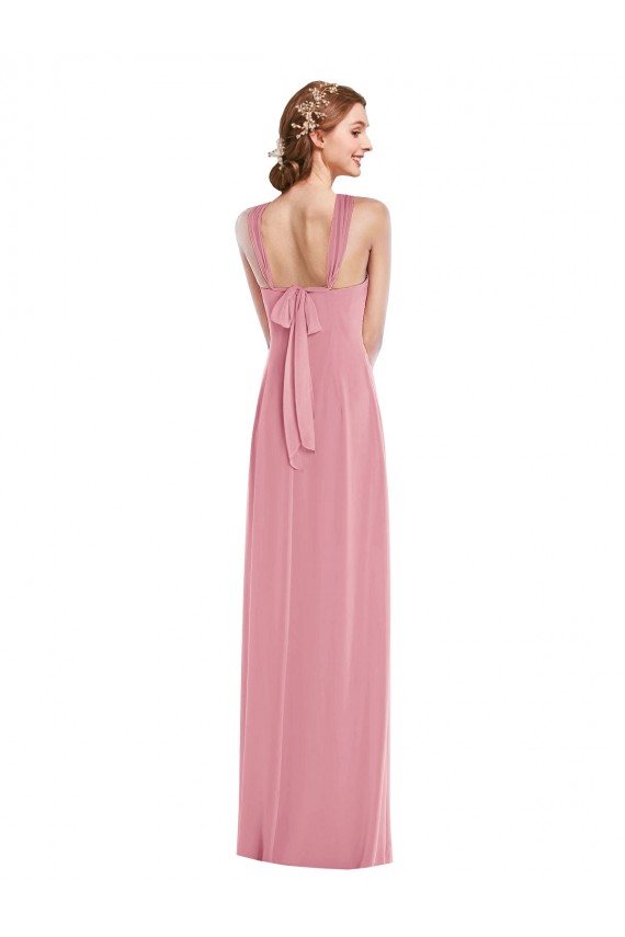 Sleeveless Skin Pink Halter Neck Open Back Soft Chiffon A-Line Semi Formal Evening Dress / Bridesmaid Dress Brisbane
