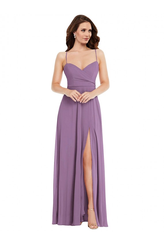 Sleeveless Spaghetti Straps Low Back Soft Chiffon A-Line Bridesmaid Dress / Formal Dress Brisbane