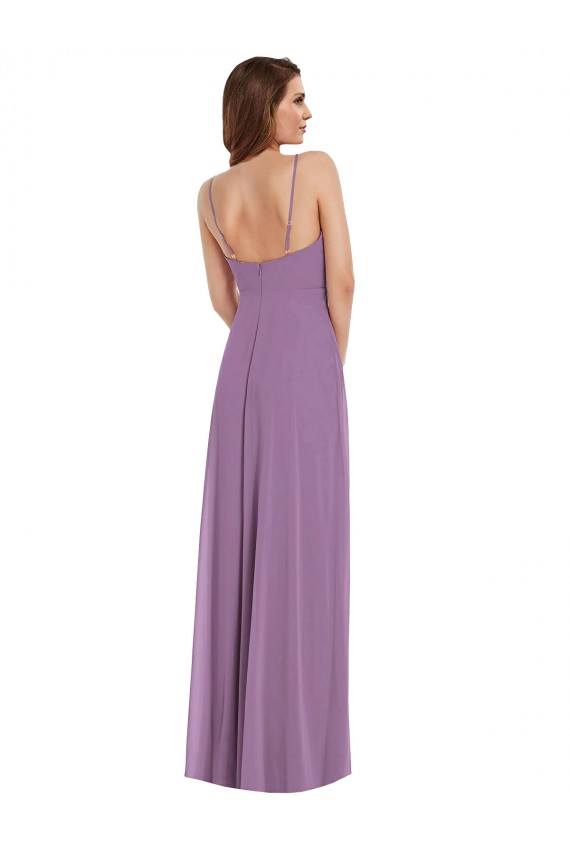Sleeveless Spaghetti Straps Low Back Soft Chiffon A-Line Bridesmaid Dress / Formal Dress Brisbane