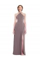 Sleeveless Halter Neck Low Back Soft Chiffon A-Line Formal Evening Gown / Bridesmaid Dress Brisbane