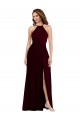 Sleeveless Burgundy Gold Spaghetti Straps Low Back Soft Chiffon A-Line Semi Formal Evening Dress / Bridesmaid Dress Brisbane