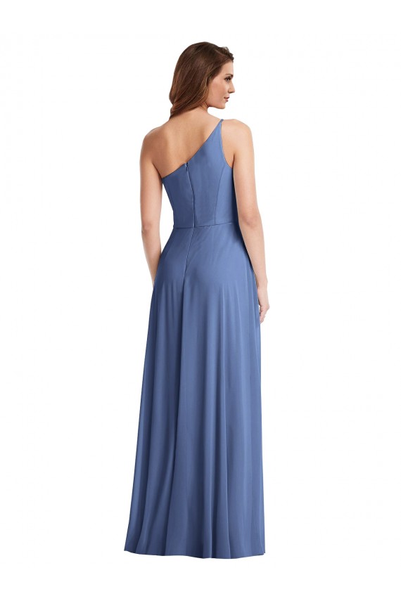 Sleeveless Windsor Blue One Shoulder Soft Chiffon A-Line Formal Evening Gown / Bridesmaid Dress Brisbane
