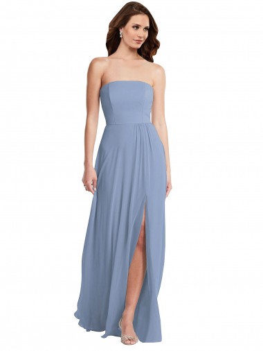 Sleeveless Strapless Soft Chiffon A-Line Semi Formal Evening Dress / Bridesmaid Dress Brisbane