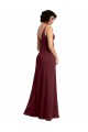 Sleeveless Burgundy Gold V-Neck V-Back Soft Chiffon A-Line Bridesmaid Dress / Formal Dress Brisbane