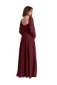 Long Sleeves Square Neck Chiffon A-Line Bridesmaid Dress / Evening Dress Brisbane