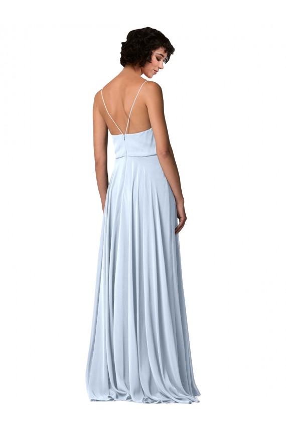 Sleeveless Light Sky Blue Spaghetti Straps Low Back Soft Chiffon A-Line Formal Dress / Bridesmaid Dress Brisbane