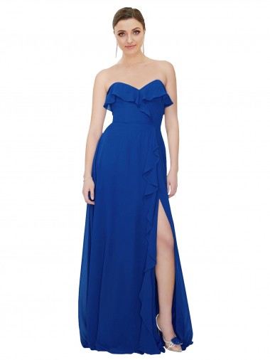 Sleeveless Royal Blue Sweetheart Soft Chiffon A-Line Bridesmaid Dress Brisbane