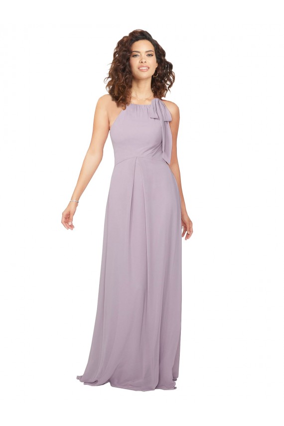 Sleeveless Pink Glow Halter Neck Keyhole Back Chiffon A-Line Bridesmaid Dress / Evening Dress Brisbane