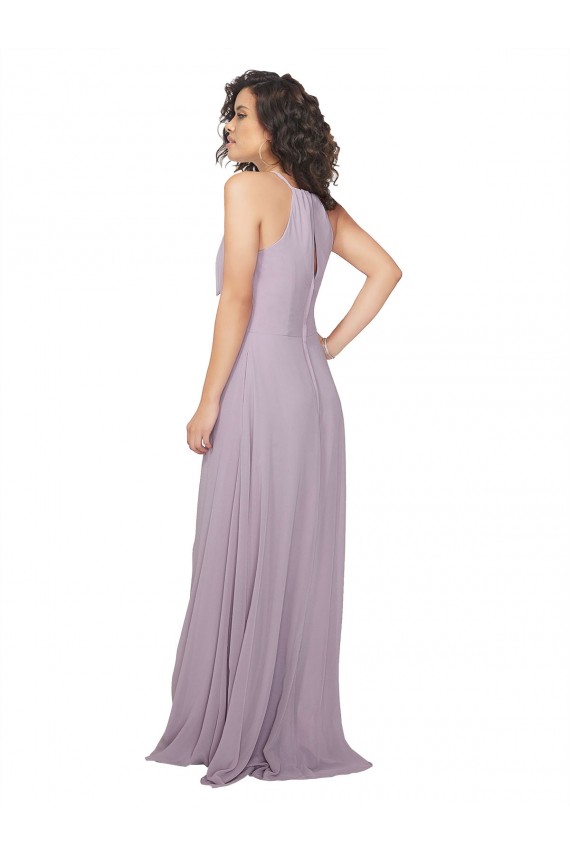 Sleeveless Pink Glow Halter Neck Keyhole Back Chiffon A-Line Bridesmaid Dress / Evening Dress Brisbane