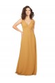 Sleeveless Saffron V-Neck Keyhole Back Soft Chiffon A-Line Bridesmaid Dress Brisbane