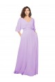 Half Sleeves V-Neck Low Back Lxue Chiffon A-Line Bridesmaid Dress Brisbane