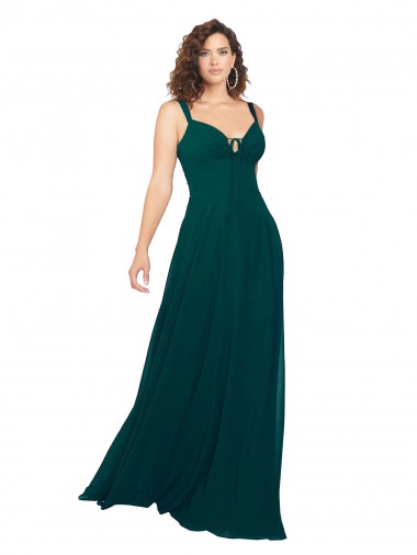 Sleeveless Hunter V-Neck Low Back Soft Chiffon A-Line Bridesmaid Dress Brisbane