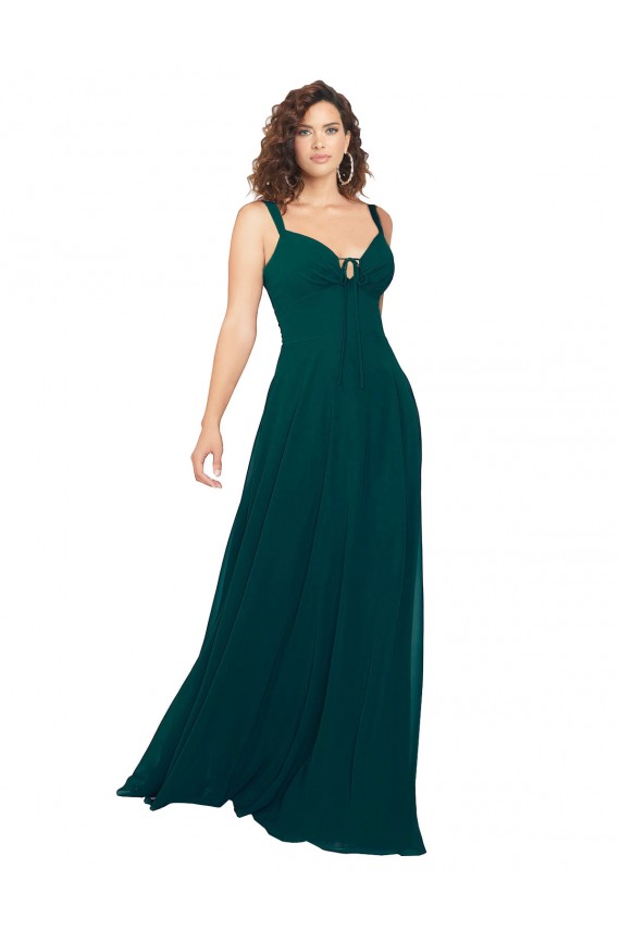 Sleeveless Hunter V-Neck Low Back Soft Chiffon A-Line Bridesmaid Dress Brisbane