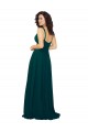 Sleeveless Hunter V-Neck Low Back Soft Chiffon A-Line Bridesmaid Dress Brisbane