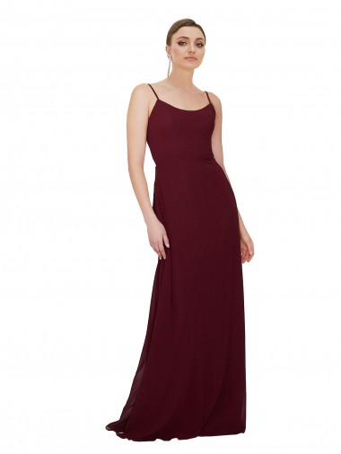 Sleeveless Scoop Neck Keyhole Back Soft Chiffon A-Line Bridesmaid Dress Brisbane