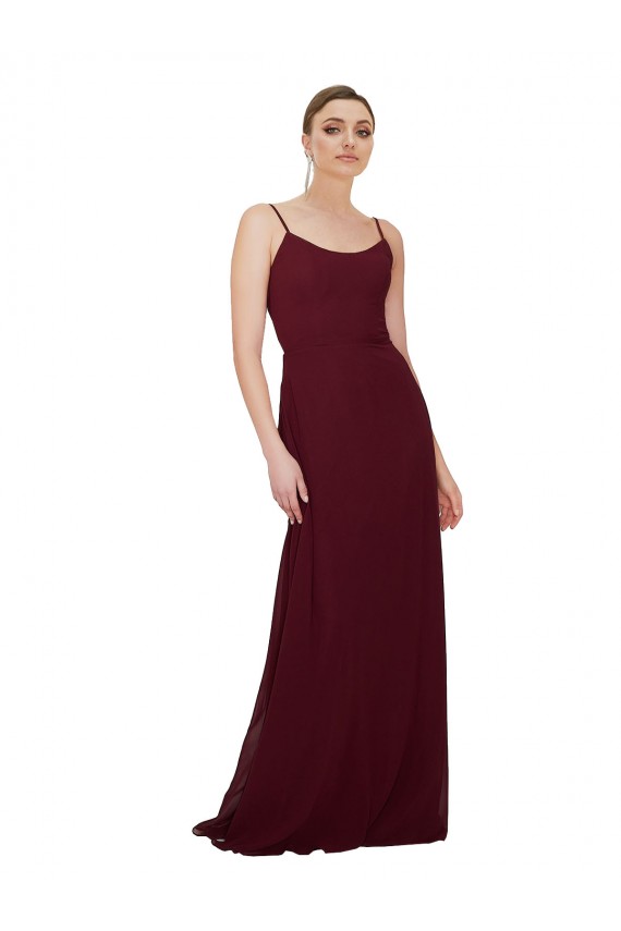 Sleeveless Scoop Neck Keyhole Back Soft Chiffon A-Line Bridesmaid Dress Brisbane