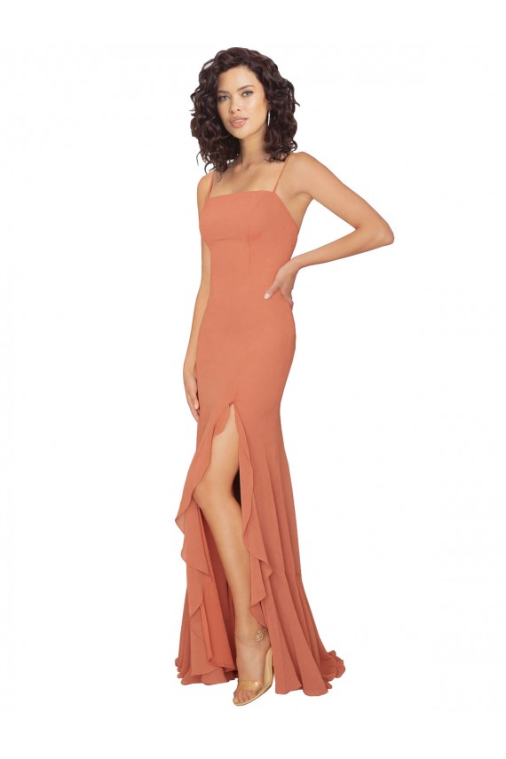 Sleeveless Square Neck V-Back Soft Chiffon A-Line Bridesmaid Dress Brisbane
