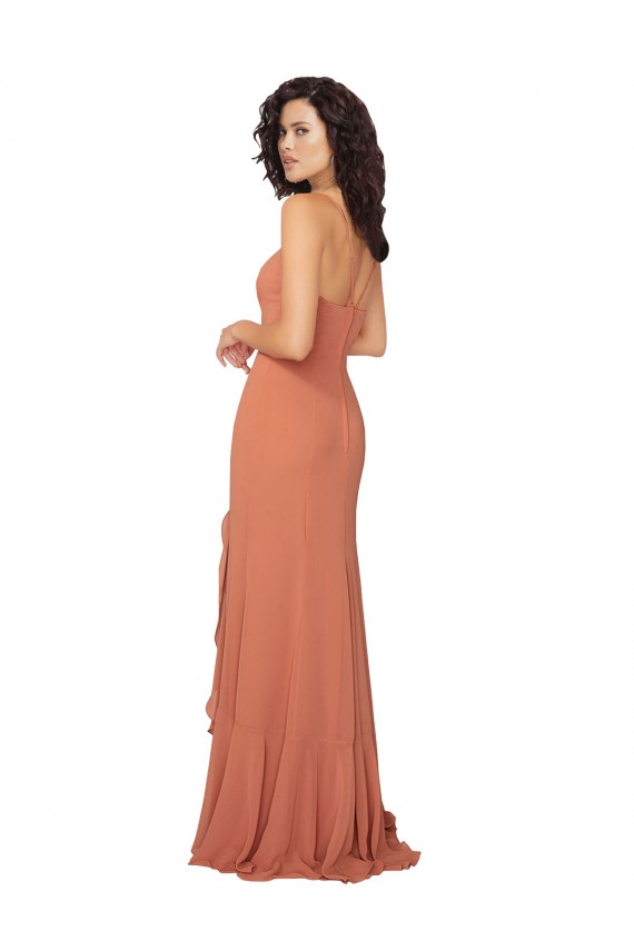 Sleeveless Square Neck V-Back Soft Chiffon A-Line Bridesmaid Dress Brisbane