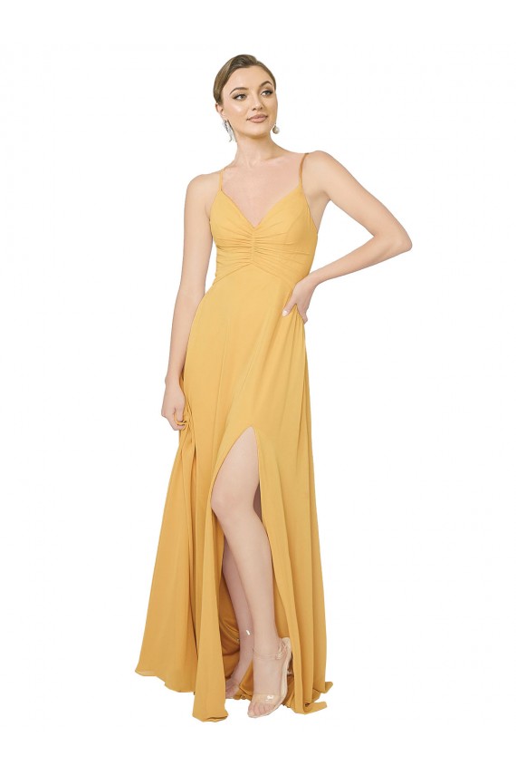 Sleeveless V-Neck Open Back Chiffon A-Line Bridesmaid Dress / Evening Dress Brisbane