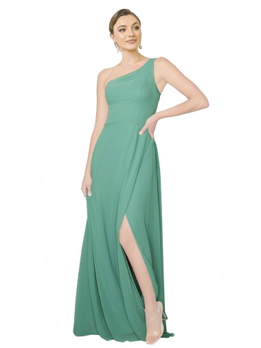 Sleeveless Icelandic Silver One Shoulder Soft Chiffon A-Line Bridesmaid Dress Brisbane