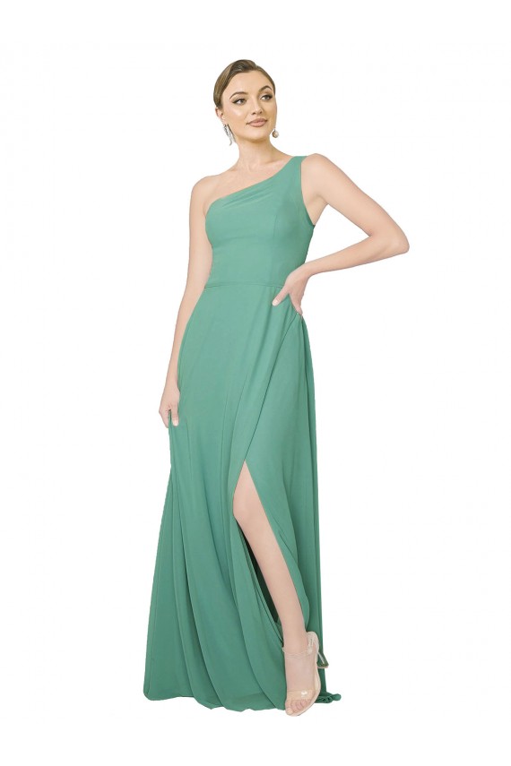 Sleeveless Icelandic Silver One Shoulder Soft Chiffon A-Line Bridesmaid Dress Brisbane