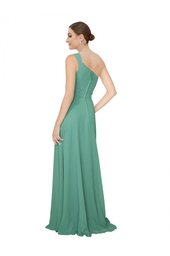 Sleeveless Icelandic Silver One Shoulder Soft Chiffon A-Line Bridesmaid Dress Brisbane
