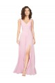 Sleeveless Barely Pink V-Neck V-Back Soft Chiffon A-Line Bridesmaid Dress Brisbane