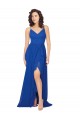 Sleeveless Royal Blue V-Neck Criss Cross Back Soft Chiffon A-Line Evening Dress / Bridesmaid Dress Brisbane