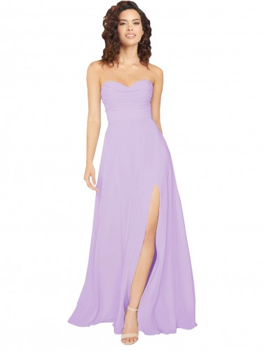 Sleeveless Lilac Sweetheart Low Back Chiffon A-Line Bridesmaid Dress / Evening Dress Brisbane
