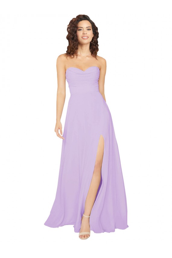 Sleeveless Lilac Sweetheart Low Back Chiffon A-Line Bridesmaid Dress / Evening Dress Brisbane