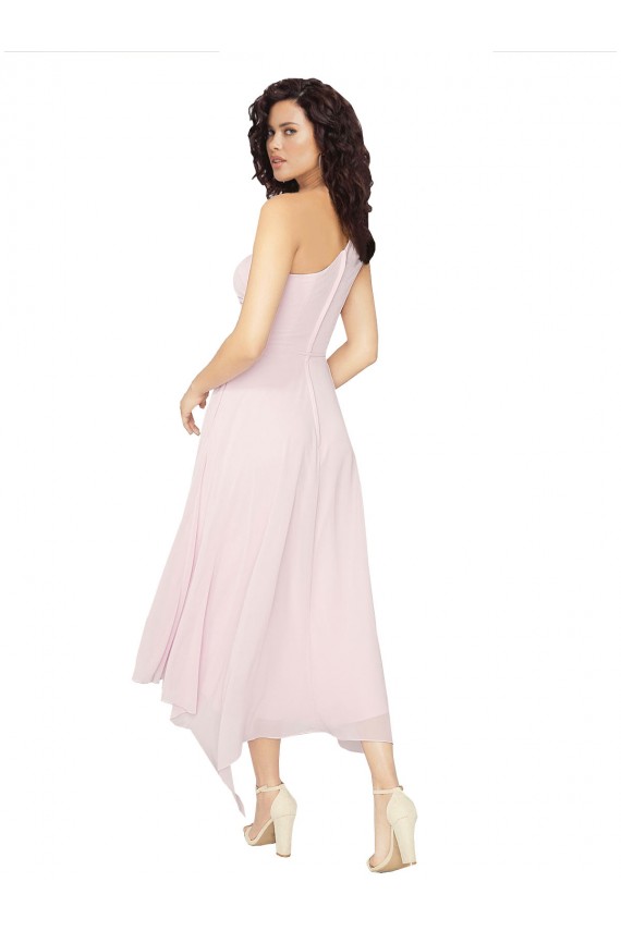 Sleeveless Black One Shoulder Soft Chiffon A-Line High Low Bridesmaid Dress Brisbane