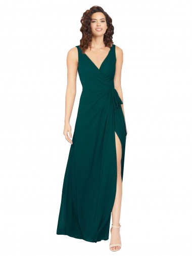 Sleeveless V-Neck V-Back Chiffon A-Line Evening Gowns / Bridesmaid Dresses Brisbane