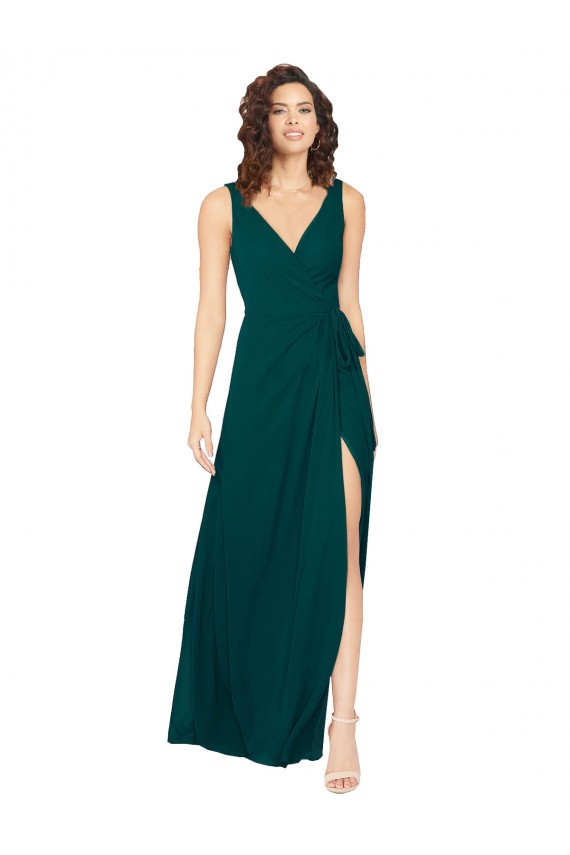 Sleeveless V-Neck V-Back Chiffon A-Line Evening Gowns / Bridesmaid Dresses Brisbane
