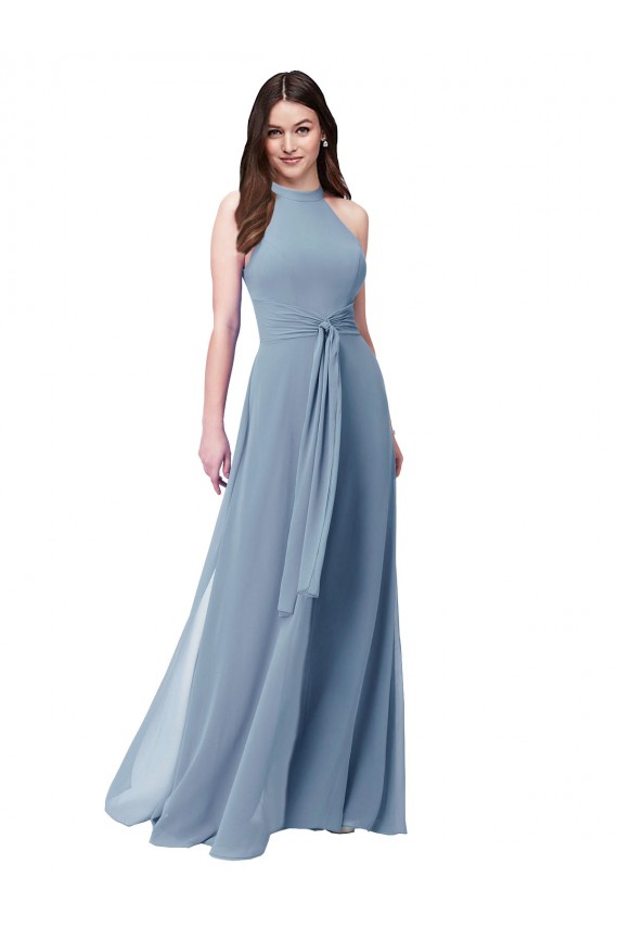 Sleeveless Halter Neck Chiffon A-Line Bridesmaid Formal Dress Brisbane