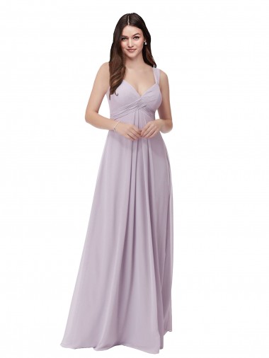 Sleeveless Pink Glow V-Neck Low Back Soft Chiffon A-Line Bridesmaid Dress Brisbane
