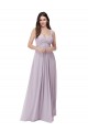 Sleeveless Pink Glow V-Neck Low Back Soft Chiffon A-Line Bridesmaid Dress Brisbane