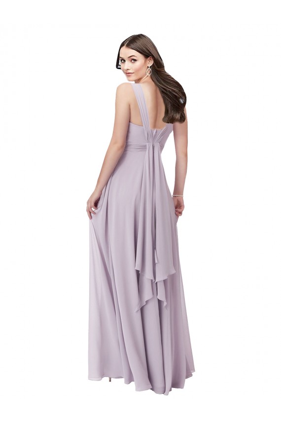 Sleeveless Pink Glow V-Neck Low Back Soft Chiffon A-Line Bridesmaid Dress Brisbane