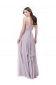 Sleeveless Pink Glow V-Neck Low Back Soft Chiffon A-Line Bridesmaid Dress Brisbane