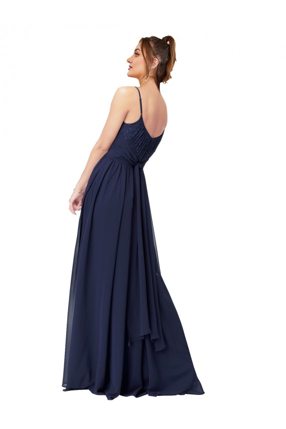 Sleeveless Scoop Neck Low Back Soft Chiffon & Lace A-Line Bridesmaid Dress Brisbane