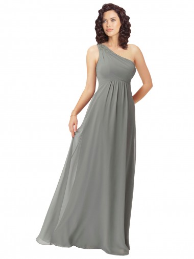Sleeveless Wisteria One Shoulder Soft Chiffon A-Line Bridesmaid Dress Brisbane
