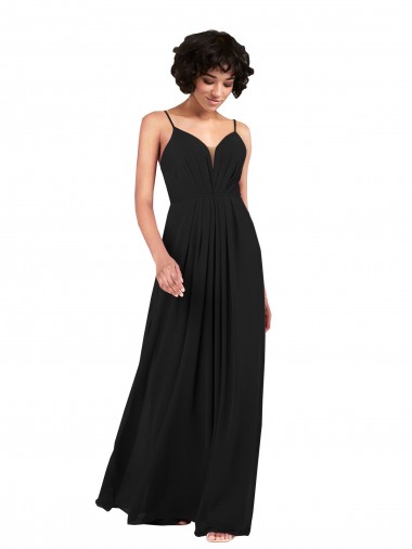 Sleeveless V-Neck Criss Cross Open Back Soft Chiffon Column Formal Evening Gown / Bridesmaid Dress Brisbane